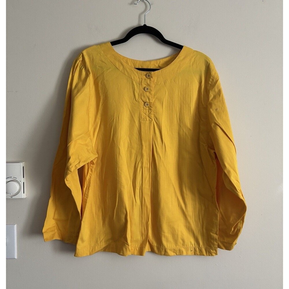 Vintage Gene Ewing Bis‎ Bis Womens SMALL Top Yellow Cotton Denim Lagenlook